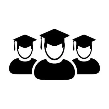 Student icon vector male group of person profile avatar with mortar board hat Stock Illustration