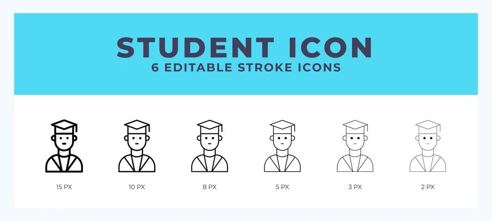 Student icon vector for web. And mobile app. Editable stroke outline icon. Stock Illustration