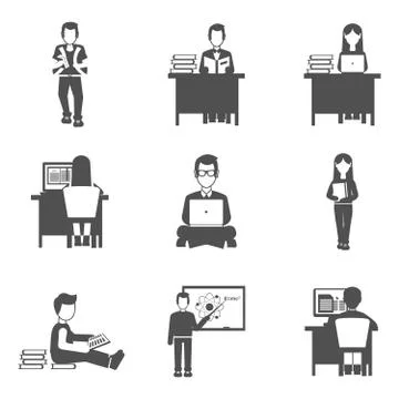 Student Icons Set Illustration