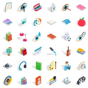 Student icons set, isometric style Illustrazione stock