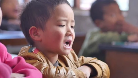 Student in the  impoverished mountainous area-5 Stock-Footage 77183871
