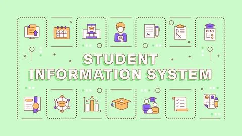 Student information system green word concept Illustrazione stock