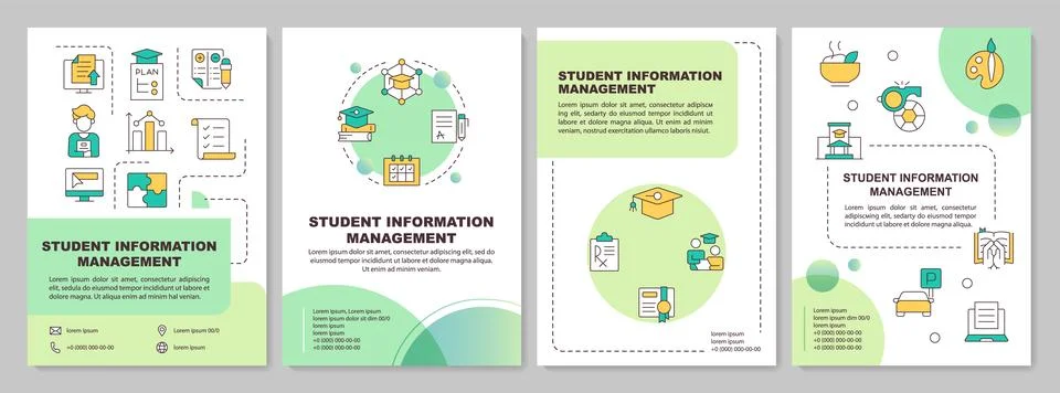 Student information systems green circle brochure layout Stock Illustration