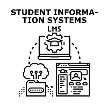 Student information systems management and learning concepts Stock Illustration