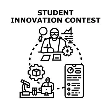 Student innovation contest team developing new ideas 库存插图
