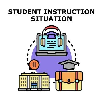 Student instruction situation connecting education and distant learning Stock Illustration