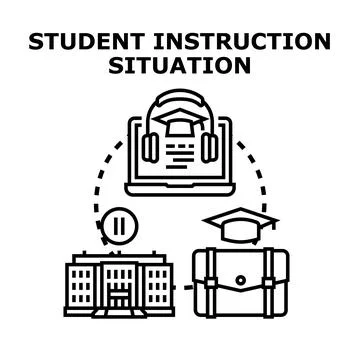 Student instruction situation connecting education and distant learning Stock Illustration