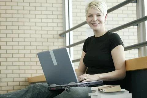 Student With Lap Top Computer Foto stock