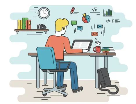Student with laptop Stock-Illustration