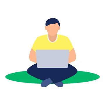 Student laptop studying icon, flat style Stockillustratie