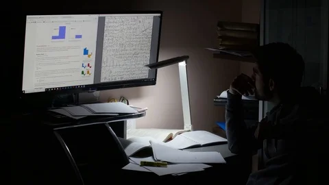 Student Late Night Study Mathematics For College Or High school Stock Footage 86773410