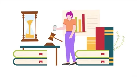 A student with law and justice elements illustration animated video Stock Footage 282506894