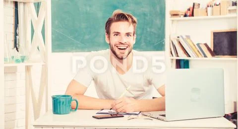 Student learn programming language. Programming web development. Digital 스톡 사진