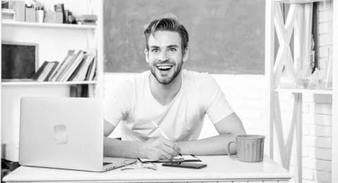 Student learn programming language. Programming web development. Digital 스톡 사진