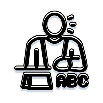 Student learning alphabet at school desk icon Stock Illustration
