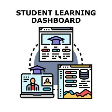 Student learning dashboard concept demonstrating online education Stock Illustration