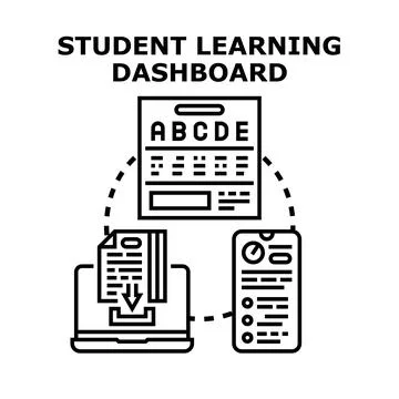 Student learning dashboard for online education and digital progress tracking Stock Illustration
