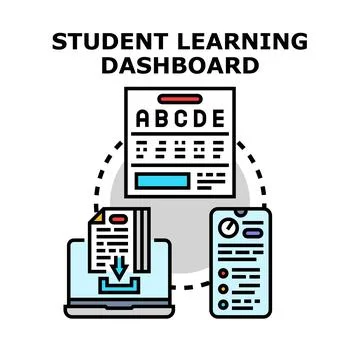 Student learning dashboard for online education and digital progress tracking Stock Illustration