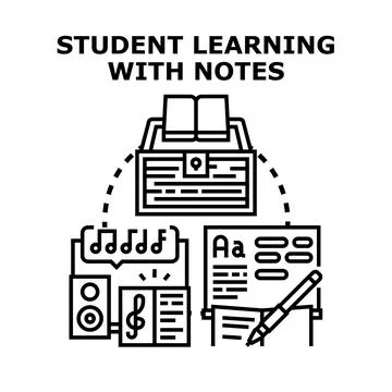 Student learning different subjects and creative education Stock Illustration