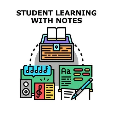 Student learning different subjects and creative education イラスト素材