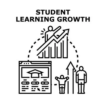 Student learning growth path with online education progress Stock Illustration