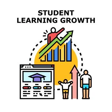 Student learning growth path with online education progress Иллюстрация