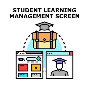 Student learning management system for online education Stockillustratie
