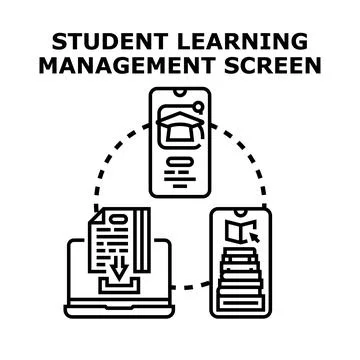 Student learning management system for online remote education Stock Illustration