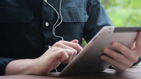 Student learning a new language with ipad Stock Footage 40667443