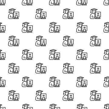 Student learning online with computer graduation pattern Stock-Illustration