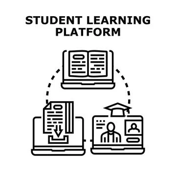 Student learning platform connecting digital education resources Stock Illustration
