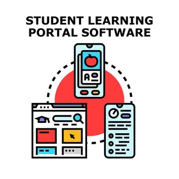 Student learning portal software accessing online education platform Stockillustratie
