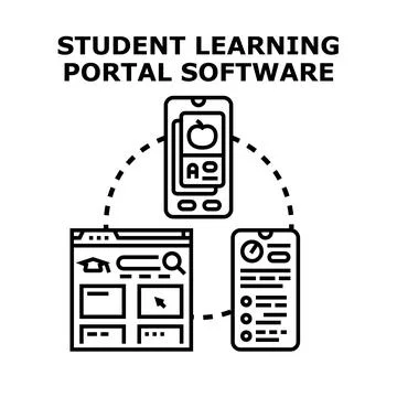 Student learning portal software accessing online education platform Stock Illustration