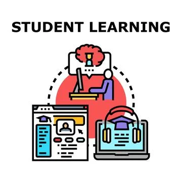 Student learning process and distance education concept Stock Illustration