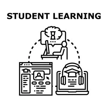 Student learning process and distance education concept Stock Illustration