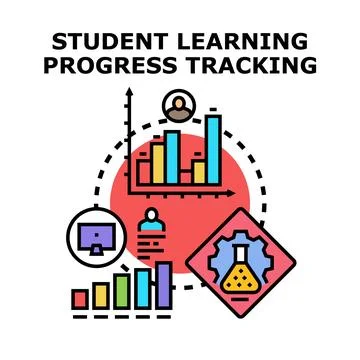 Student learning progress tracking online education concept Stock Illustration