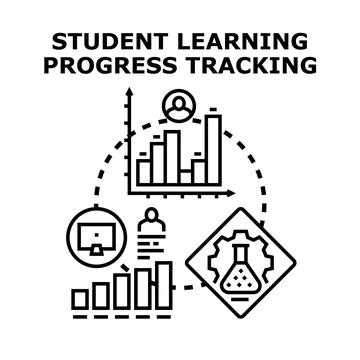 Student learning progress tracking online education concept Stock Illustration