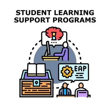 Student learning support programs and academic assistance Stock Illustration