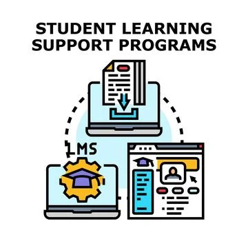 Student learning support programs digital education concept 스톡 일러스트
