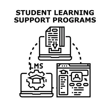Student learning support programs digital education concept Stock Illustration
