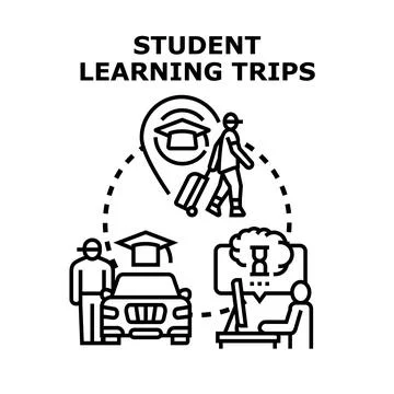 Student learning trips educational travel concept vector Stock Illustration