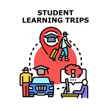 Student learning trips educational travel concept vector Stock Illustration