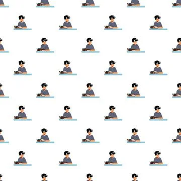 Student learning with vr headset immersive education pattern イラスト素材