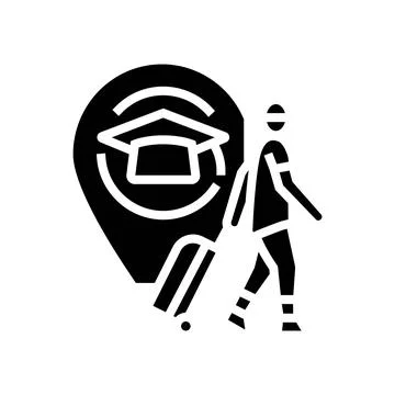 Student leaving for study abroad glyph icon vector illustration Stock Illustration