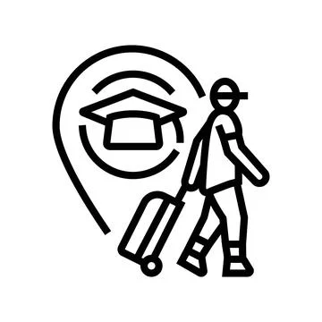 Student leaving for study abroad line icon vector illustration イラスト素材