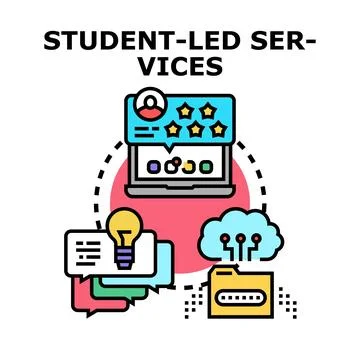 Student led services concept presenting learning support Stock Illustration