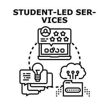 Student led services concept presenting learning support Stock Illustration