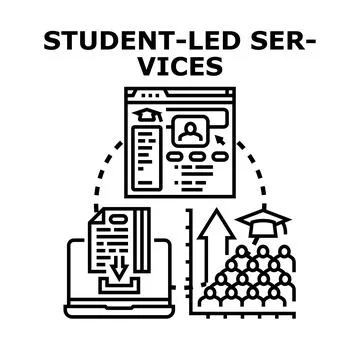 Student led services developing online education support Stock Illustration