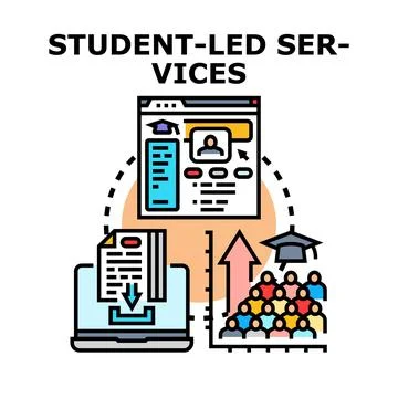 Student led services developing online education support Stock Illustration