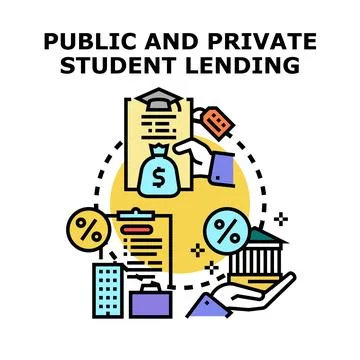 Student lending concept connecting public and private financial institutions Stock Illustration